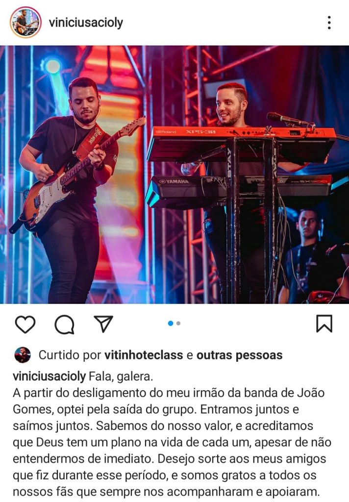 Tecladista de João Gomes é demitido da banda e causa revolta entre fãs do cantor
